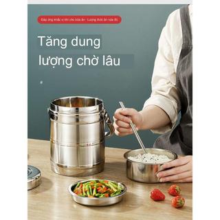 Hộp đựng cơm giữ nhiệt 3 ngăn 1300ml inox đặc 2 lớp đậy kín giữ nhiệt đựng cơm văn phòng tiện lợi cao cấp