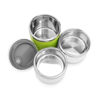 [HÀNG TỐT] Hộp đựng cơm 3 tầng ruột INOX 1230ml 2 lớp nhựa abs hỗ trợ giữ nhiệt có nắp đậy kín và quai xách cao cấp