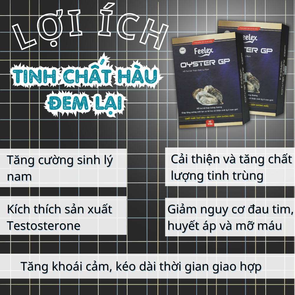 Ảnh Tinh chất hàu biển Feelex Oyster GP tăng cường sức khỏe sinh lý nam giới - Hộp 60v 4