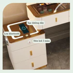 Bàn Trang Điểm, Bàn Phấn Thông Minh Có Gương Đèn Led Cảm Ứng 3 Màu, Sạc Không Dây, Loa Buetooth,2 Cổng USB Tiện nghi T02 — ảnh 6