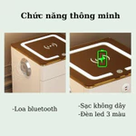 Bàn Trang Điểm, Bàn Phấn Thông Minh Có Gương Đèn Led Cảm Ứng 3 Màu, Sạc Không Dây, Loa Buetooth,2 Cổng USB Tiện nghi T02 — ảnh 8