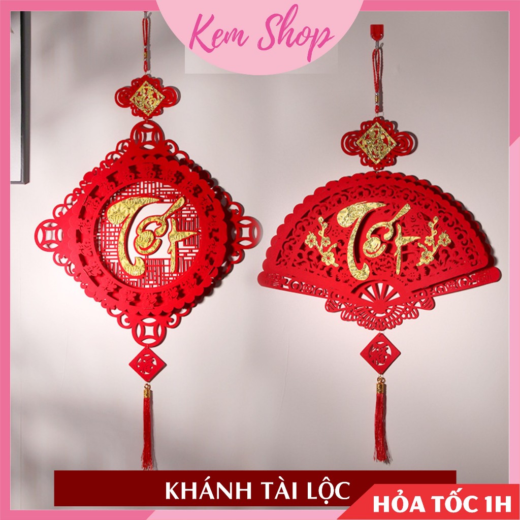 Liễn khánh tài lộc chữ Tết Phúc Lộc Thọ, câu đối tài lộc size đại treo trang trí năm mới - Kem Shop K295