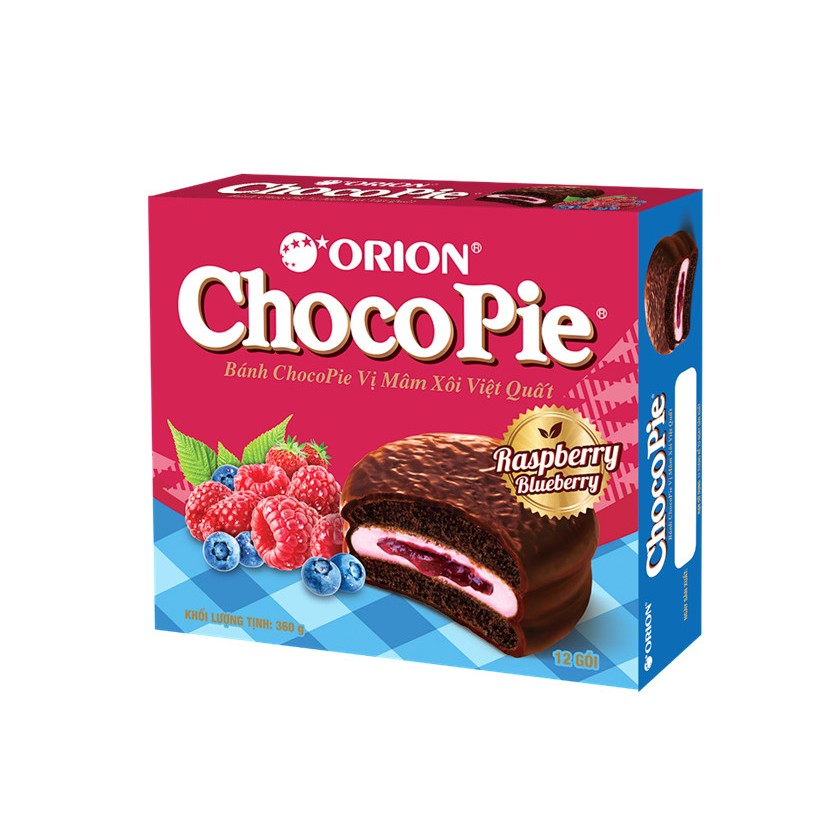 Bánh ChocoPie Orion Vị Mâm Xôi Việt Quất Raspberry Blueberry (hộp 12 ...