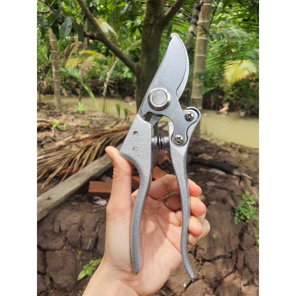 Combo Dụng Cụ Làm Vườn Cây Cảnh Bonsai Nhật Bản (Kéo Tỉa Trắng Kéo Cắt Cành SK5 Cưa Lách New và Cưa Gập - GD Smart