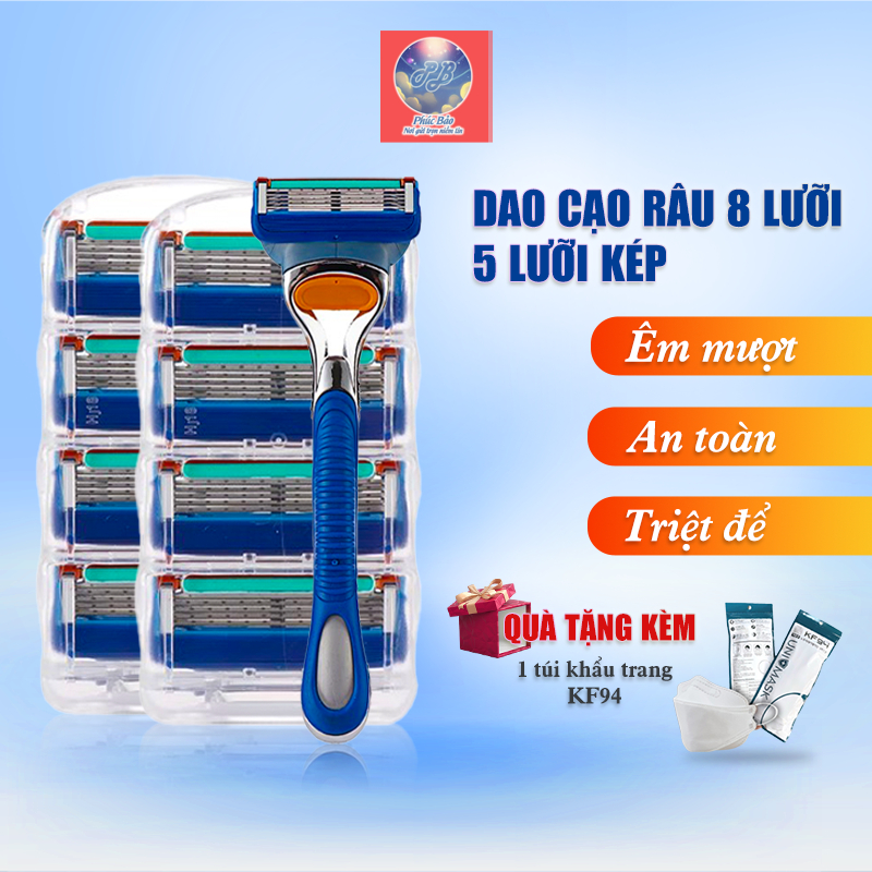 Dao cạo râu 8 lưỡi 5 Lưỡi kép lưỡi thép không rỉ Phucbao_officialstore ...