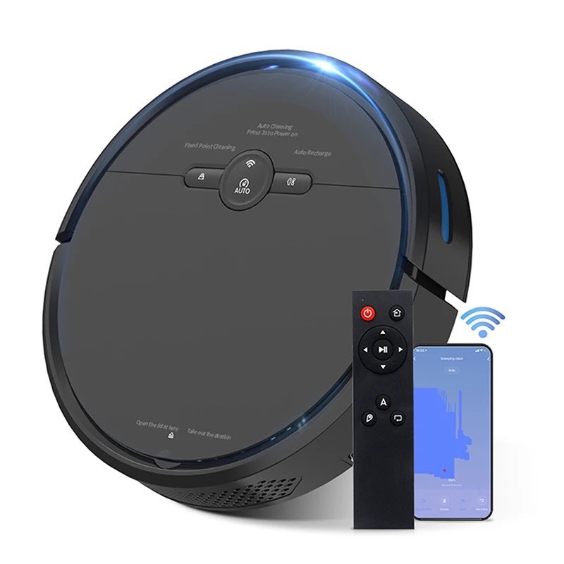 Robot Hút Bụi Lau Nhà - D2-001 - Thông Minh - Tự Lập Trình - Tự Sạc Pin - Cảm Biến Chống Rơi - APP Tiếng Việt BH 2 Năm