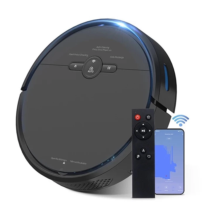 Robot Hút Bụi Lau Nhà - D2-001 - Thông Minh - Tự Lập Trình - Tự Sạc Pin - Cảm Biến Chống Rơi - APP Tiếng Việt BH 2 Năm