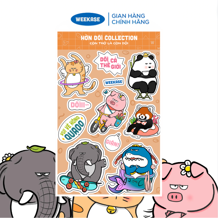 [Độc quyền] Bộ sticker hoạt hình xinh xắn Weekase in hình động vật Hờn ...