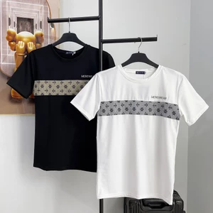 Áo Phông Nam Cổ tròn 2 màu trắng đen basic logo thêu vải cotton mịn co dãn thoáng mát