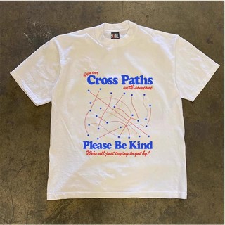 Áo Phông Hè Cổ Tròn Nam Nữ Tay Lỡ Họa Tiết CROSS PATH, Chất Liệu Cotton Khô Mềm Mịn Thấm Hút Mồ Hôi Tốt