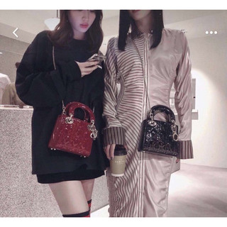 Túi xách nữ lady 3 ô da bóng tag bạc size 17