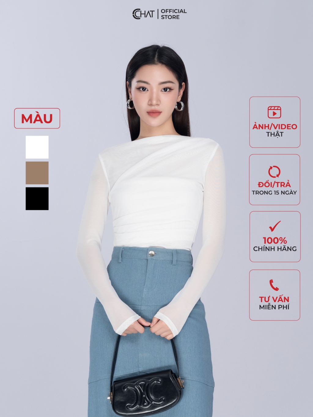 Ảnh Áo Thun 𝐂𝐂𝐇𝐀𝐓 Lưới Xếp Vai Dáng Ôm Chất Vải Cao Cấp Mềm Mịn Co Giãn 4 Chiều 23TDC2013OT 1