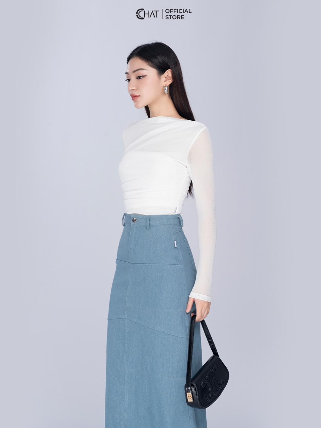 Ảnh Áo Thun 𝐂𝐂𝐇𝐀𝐓 Lưới Xếp Vai Dáng Ôm Chất Vải Cao Cấp Mềm Mịn Co Giãn 4 Chiều 23TDC2013OT 3