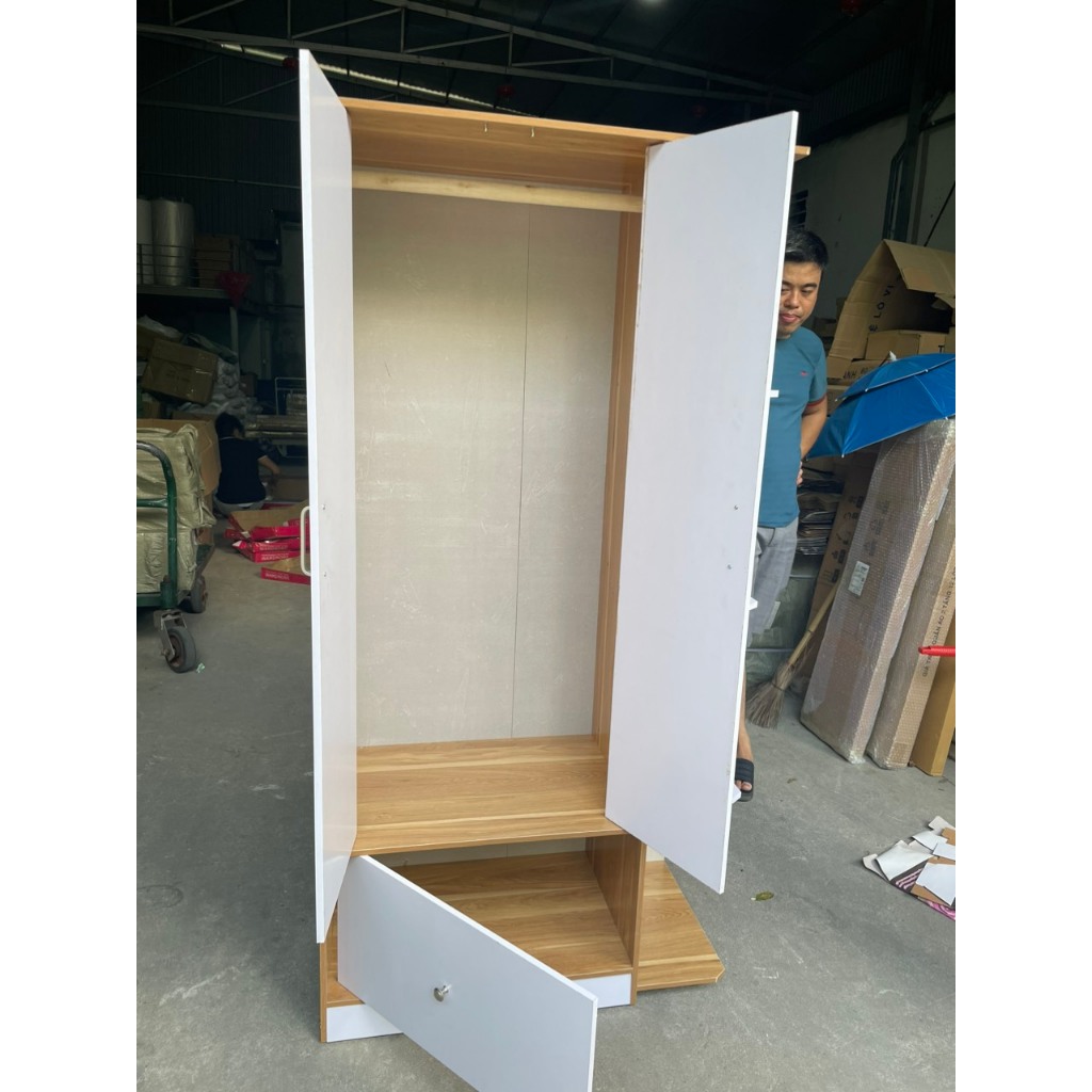 Tủ quần áo cánh mở gỗ mdf DecorAnhKhoa lắp ghép dễ dàng, kích thước 1m6 x 80 x 40cm, hiện đại, chắc