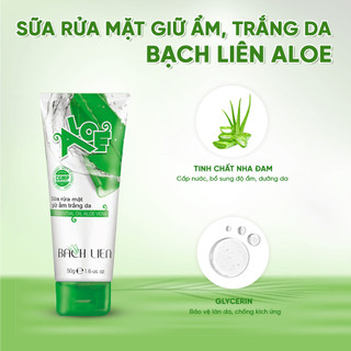 [CHÍNH HÃNG] Sữa rửa mặt giữ ẩm, trắng da Bạch Liên Aloe 50g