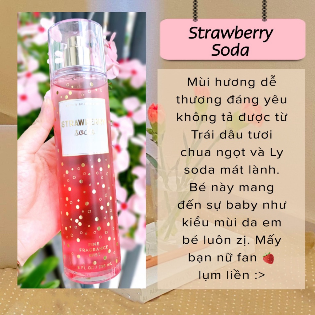 body mist Xịt thơm Strawberry Soda 236ml hương thơm nhẹ nhàng, cá tính