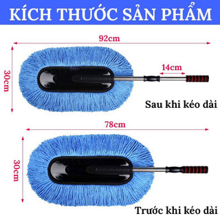 Chổi lau bụi xe ô tô microfiber sợi mềm điều chỉnh độ dài, cây lăn bụi cọ rửa xe hơi cao cấp