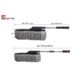 Chổi lau bụi xe ô tô microfiber sợi mềm điều chỉnh độ dài, cây lăn bụi cọ rửa xe hơi cao cấp