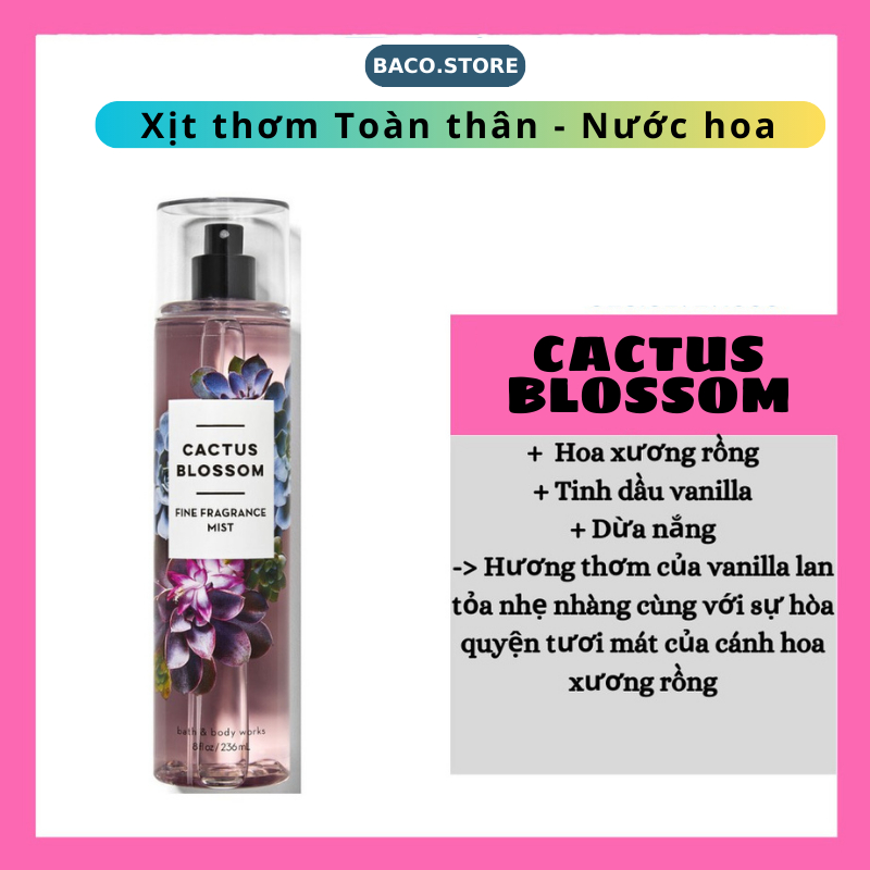 bodymist Xịt thơm toàn thân Cactus Blossom 236ml  nhẹ nhàng, thanh lịch