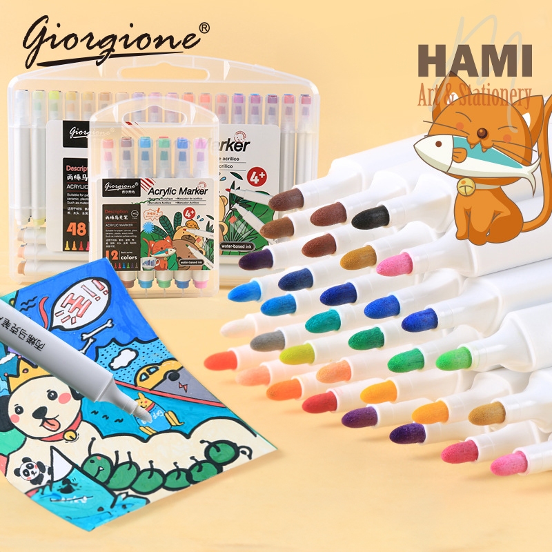 Bộ Bút Sơn Acrylic Giorgione Macaron 48 Màu Đầu Bút Mềm | Shopee Việt Nam