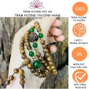Vòng tay thời trang trầm hương Dó dây INDO 6 ly 108 hạt mix charm-Trầm Hương Hội An.