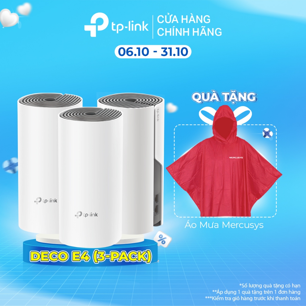 Hệ thống Wifi Mesh TP-Link Deco E4 Chuẩn AC 1200Mbps Dành Cho Gia Đình