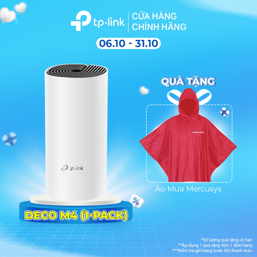 Hệ Thống Wifi Mesh TP-Link Deco M4 (1-pack) Chuẩn AC 1200Mbps Dành Cho Gia đình