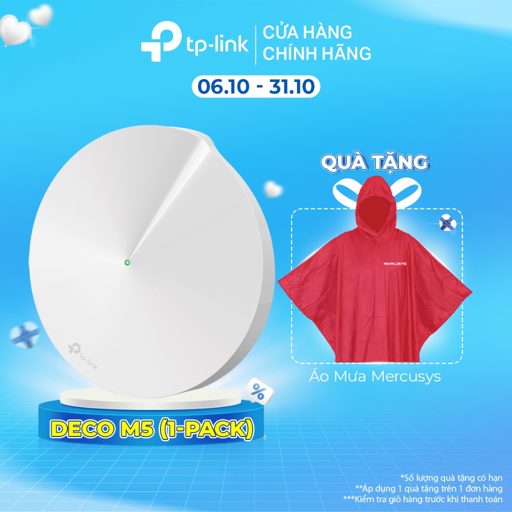 Hệ Thống Mesh Wifi TP-Link Deco M5 (1-pack) Chuẩn AC 1300Mbps Dành Cho Gia Đình