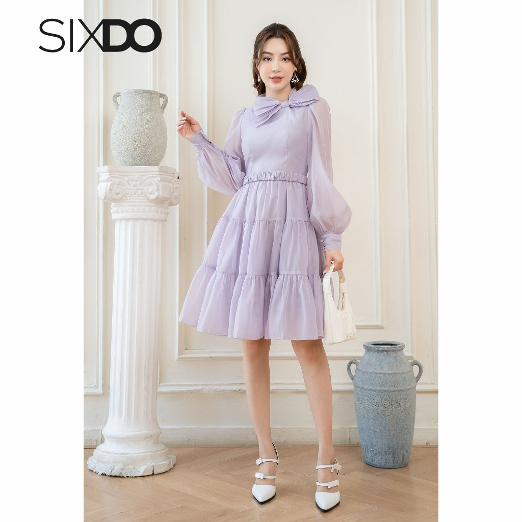 Đầm tơ dáng xòe SIXDO Light Purple Ruffle Mini Dress