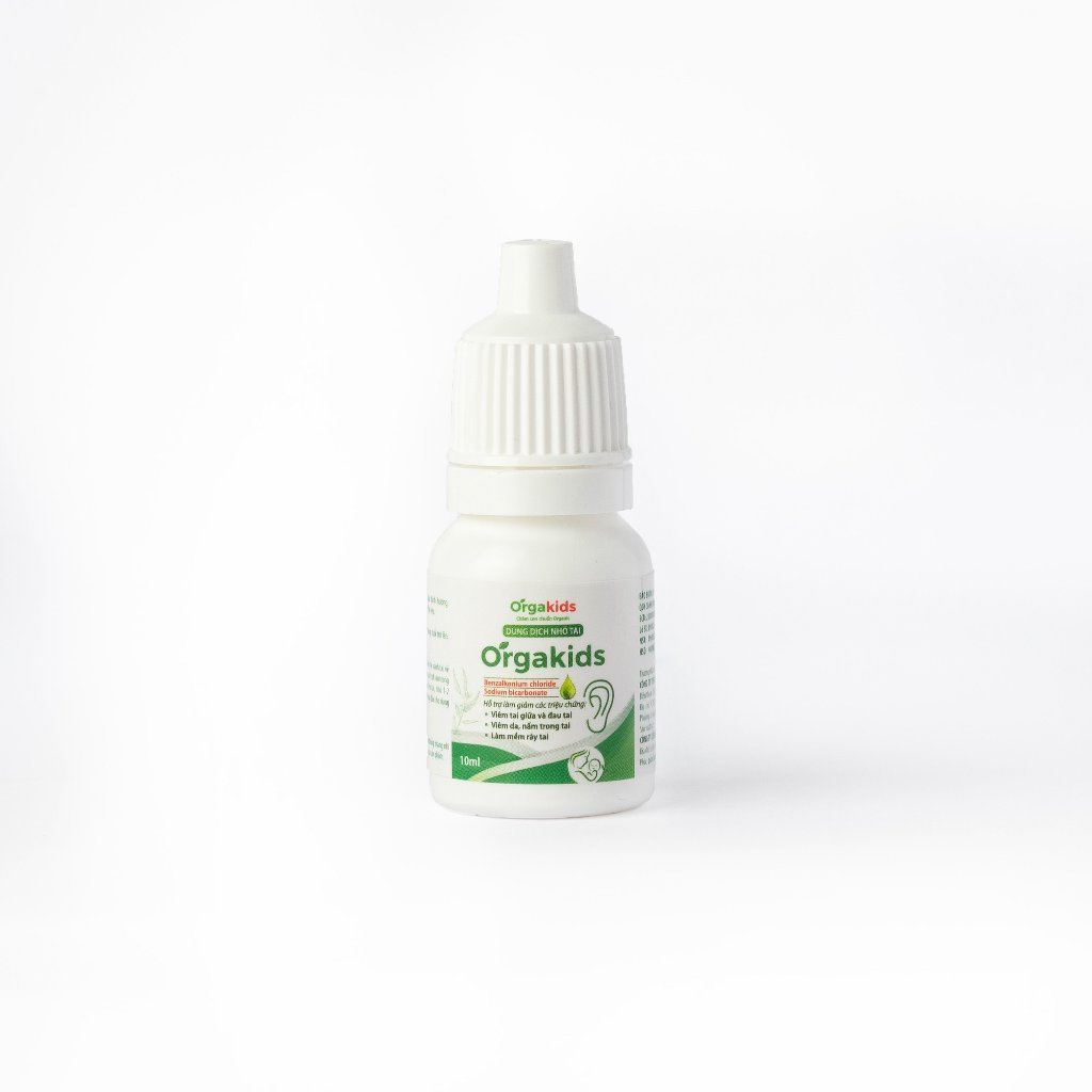 Dung dịch nhỏ tai cho bé Orgakids giảm triệu chứng viêm tai giữa, an toàn cho trẻ 6 tháng và phụ nữ có thai lọ 10ml