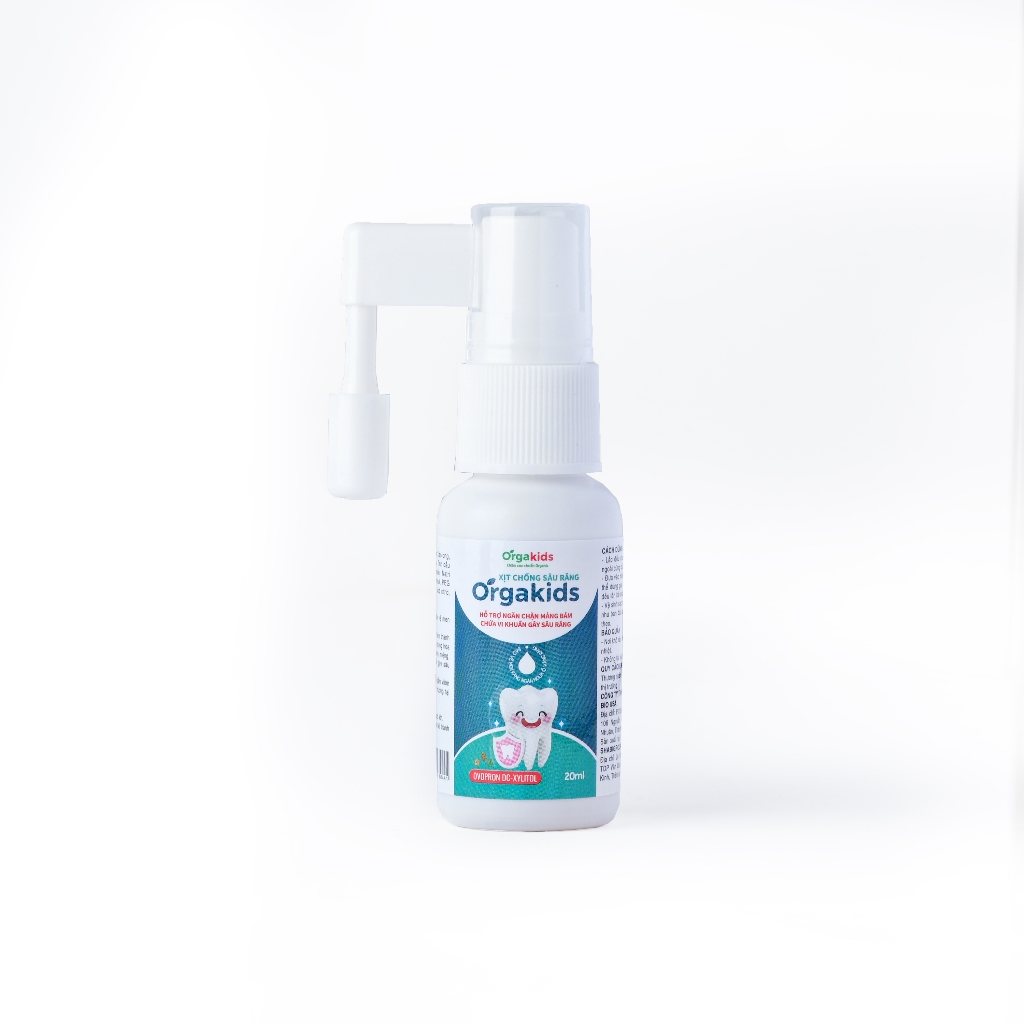 Xịt chống sâu răng cao cấp cho bé Orgakids chính hãng cho bé từ 1 tuổi, an toàn nuốt được - lọ 20ml