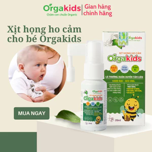 Xịt họng ho cảm CẬN DATE thảo dược cao cấp Orgakids giúp giảm đau họng, ho kéo dài - Chai 20ml