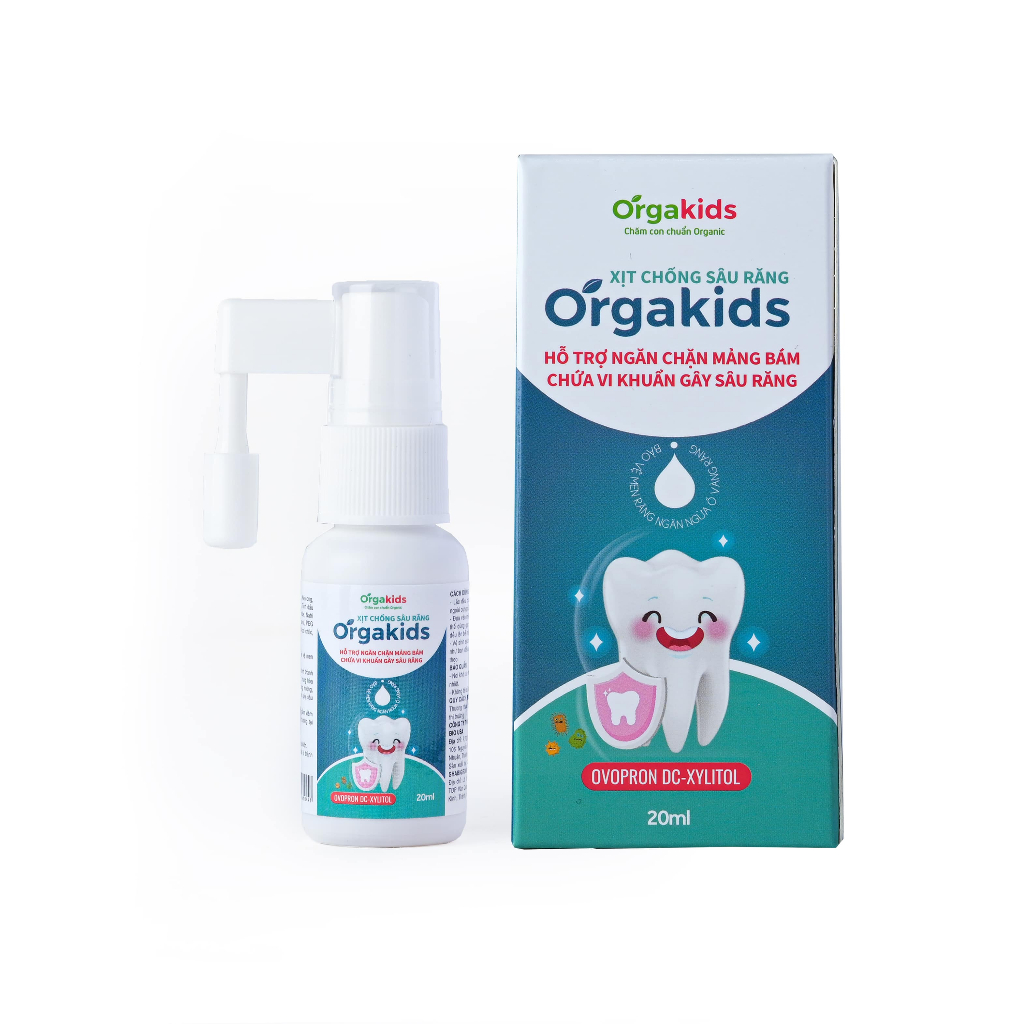 Xịt chống sâu răng cao cấp cho bé Orgakids chính hãng cho bé từ 1 tuổi, an toàn nuốt được - lọ 20ml