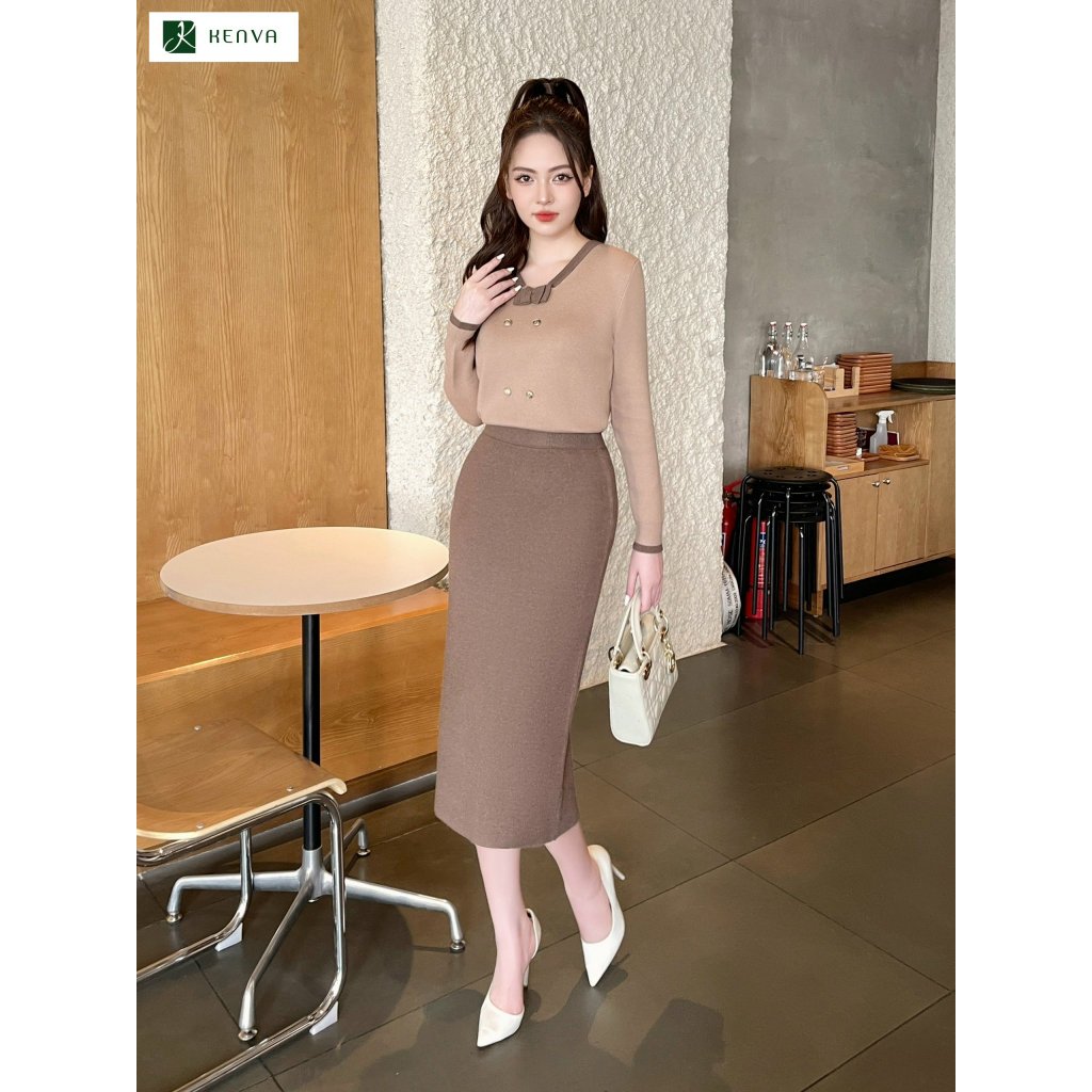 Bộ váy Set váy len KENVA 2 chi tiết cao cấp, hàng form dáng đẹp không bai nhão không xù.
