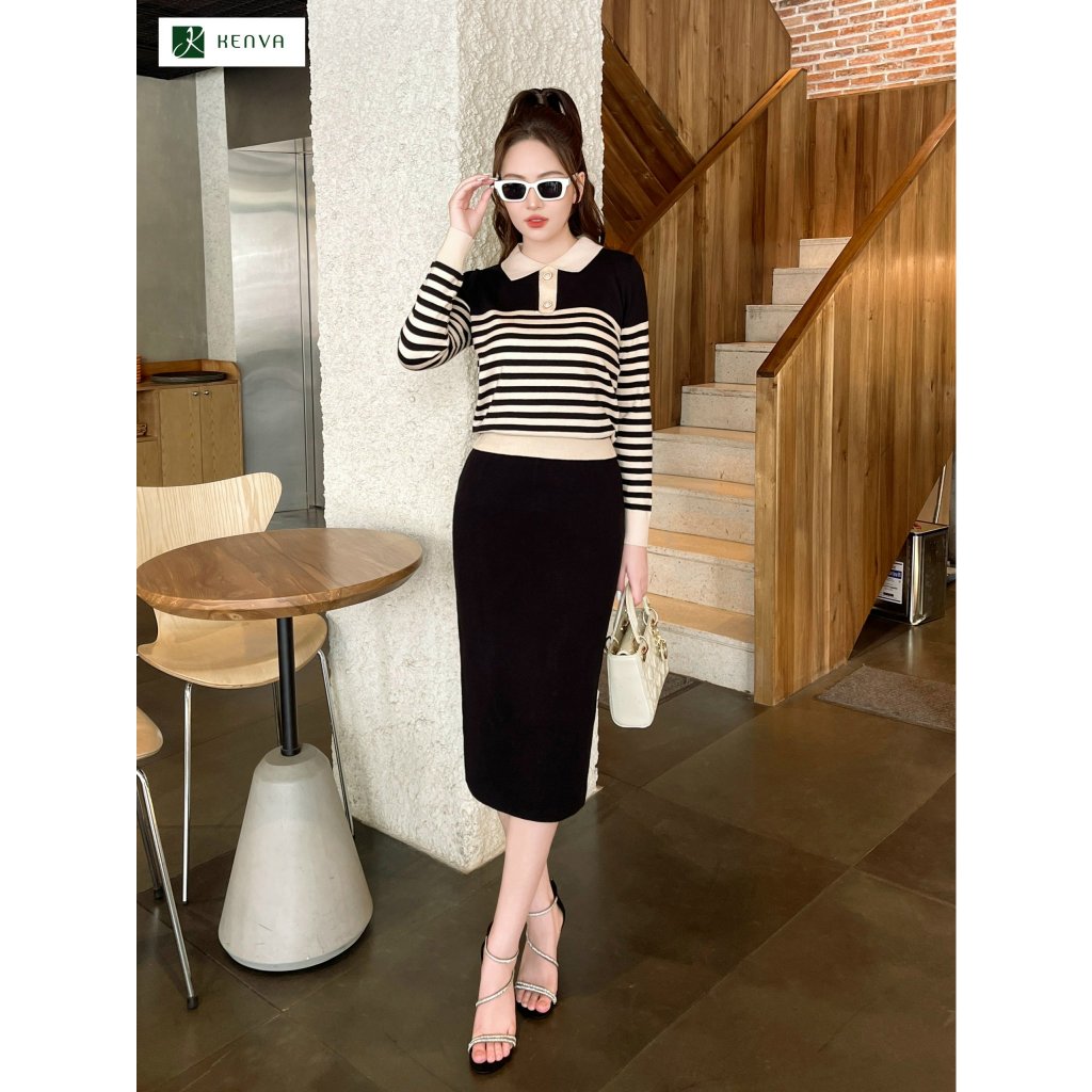 Bộ váy Set váy len KENVA 2 chi tiết cao cấp, hàng form dáng đẹp không bai nhão không xù.