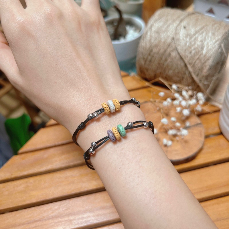 Vòng tay Nami - Vòng đá nham thạch các màu mix charm