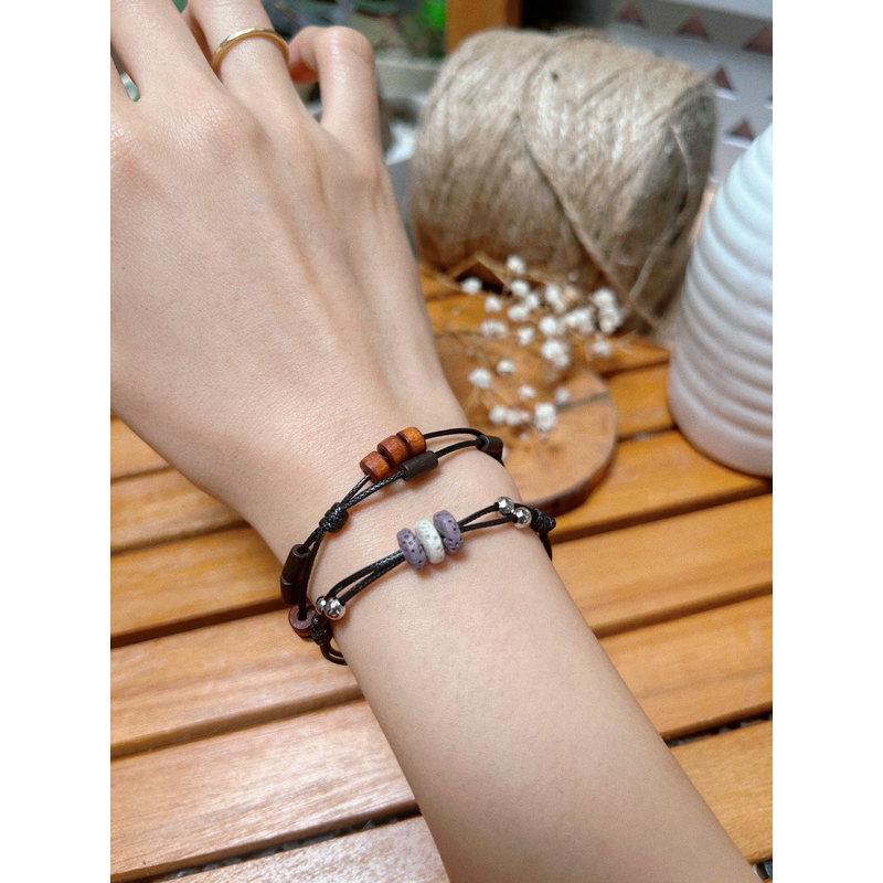 Vòng tay Nami - Vòng đá nham thạch các màu mix charm