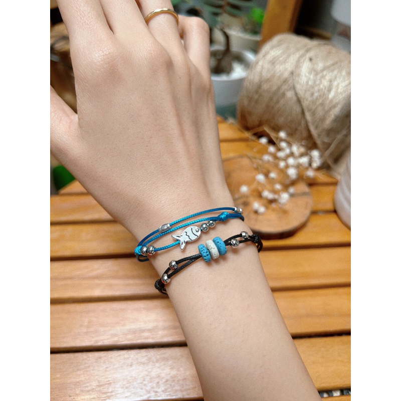Vòng tay Nami - Vòng đá nham thạch các màu mix charm