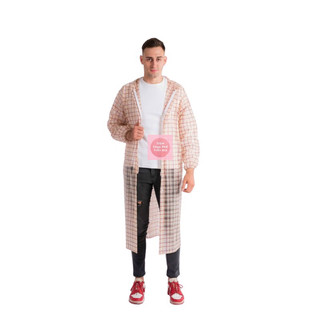 Áo Mưa Một Người Có Dây Kéo Chất Liệu PVC Dẻo Mẫu Sọc Caro Unisex