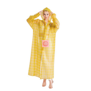 Áo Mưa Một Người Có Dây Kéo Chất Liệu PVC Dẻo Mẫu Sọc Caro Unisex