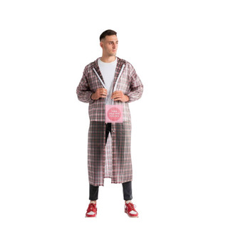Áo Mưa Một Người Có Dây Kéo Chất Liệu PVC Dẻo Mẫu Sọc Caro Unisex