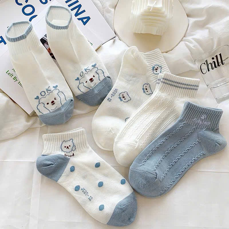 TÚI 10 ĐÔI TẤT GẤU XANH CỔ NGẮN SIÊU XINH