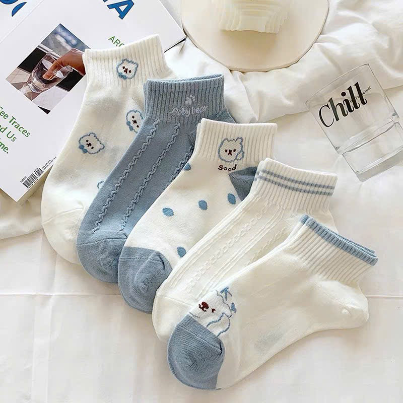 TÚI 10 ĐÔI TẤT GẤU XANH CỔ NGẮN SIÊU XINH