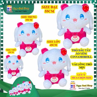 THÚ NHỒI BÔNG CON THỎ DÂU TÂY ÁO YẾM CINNAMOROLL VẢI LÔNG THỎ XÙ MỊN SIÊU ĐẸP - MUA CHỌN SIZE [NGỌC SUSI]