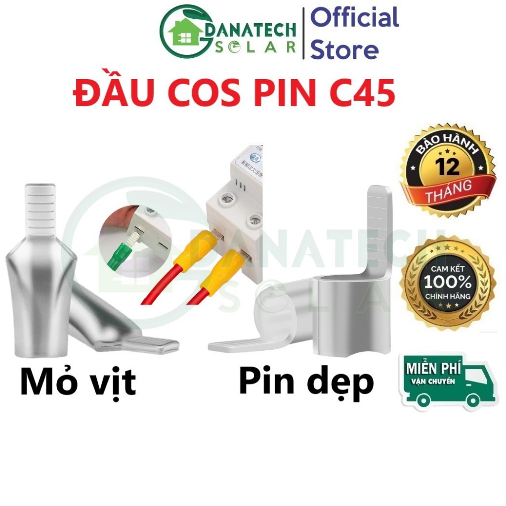 Đầu cos dây điện | Đầu cos mỏ vịt trần | Cos pin dẹp đặc trần C45 bấm ...