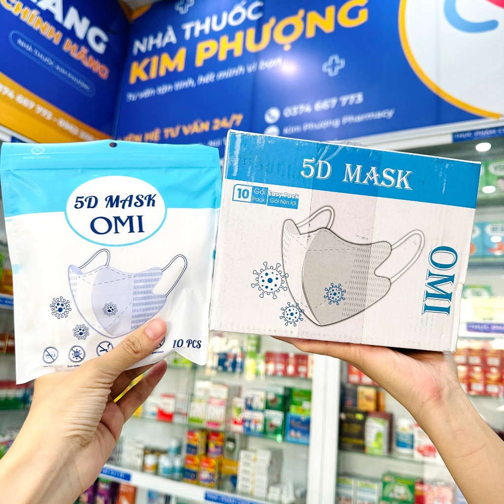 Khẩu trang 5D MASK OMI em bé, người lớn Gói 10 Cái 3 lớp kháng khuẩn ...