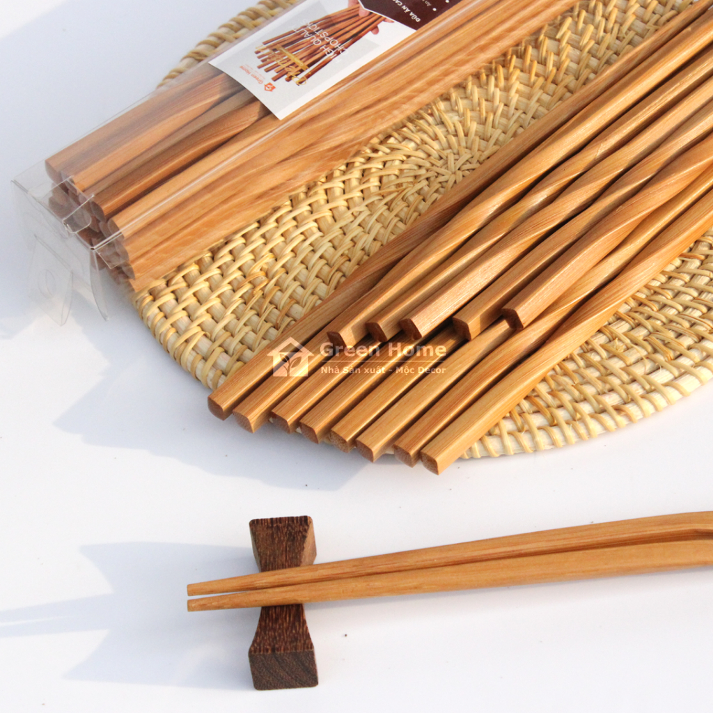 Đũa Tre Thiết Kế Xoắn Cao Cấp - Không Sử Dụng Hóa Chất - Sử Dụng Cho Gia Đình, Khách Sạn, Nhà Hàng