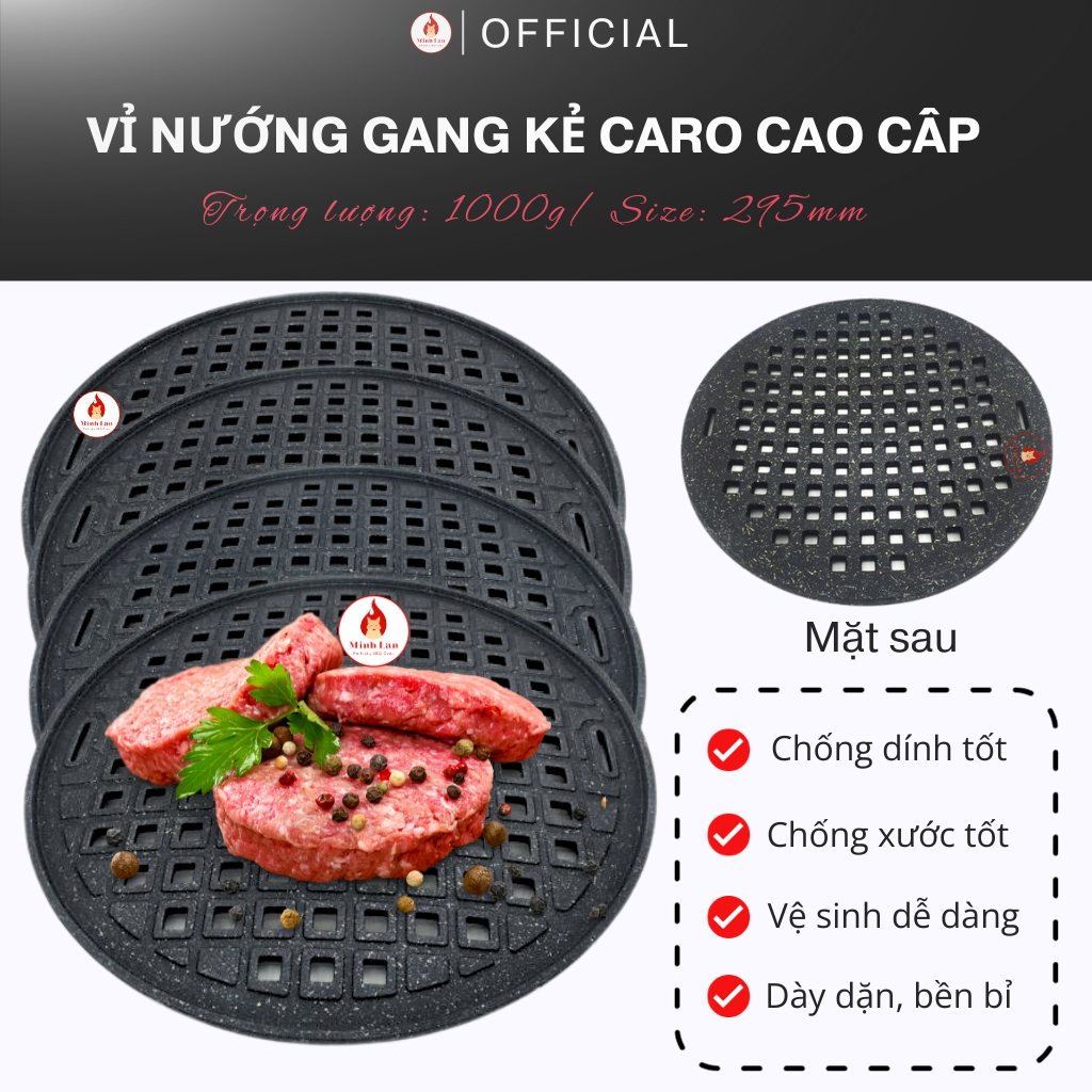 Vỉ nướng gang kẻ caro chống dính cao cấp phong cách Hàn Quốc | Shopee ...