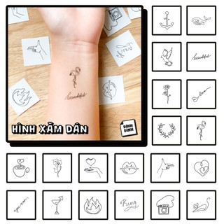 [Line Art Collection] Set 20 Hình Xăm Dán Tạm Thời Chống Nước Dính Dính
