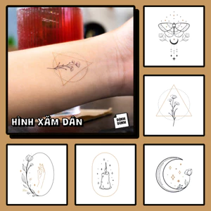 Set 5 Hình Xăm Dán Tạm Thời Chống Nước Dính Dính